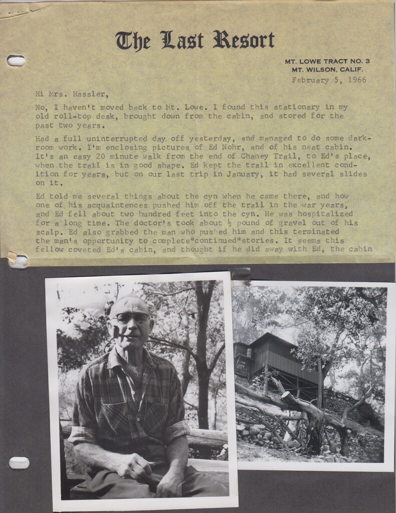 Cabin 16, letter page 1, Ed Nohr, LT Gotchy, 1966.jpeg