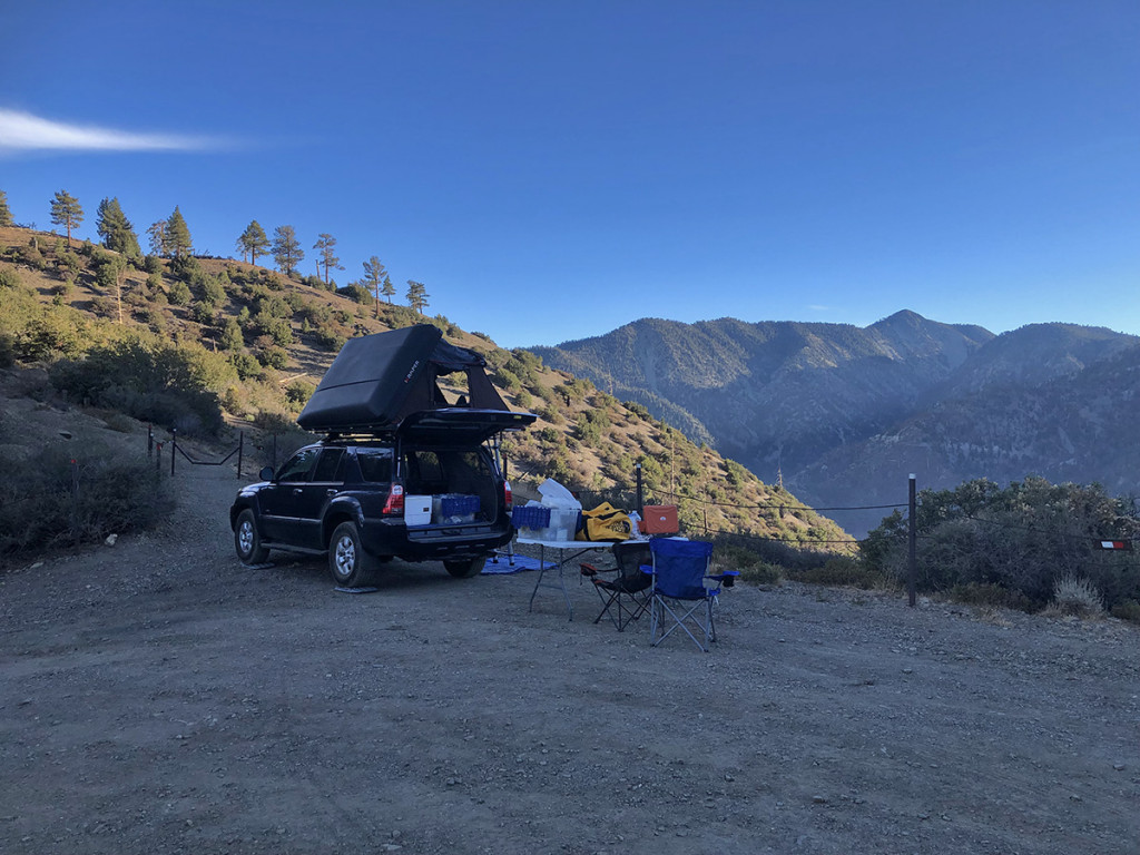 My car-camp, and the PCT heading south.