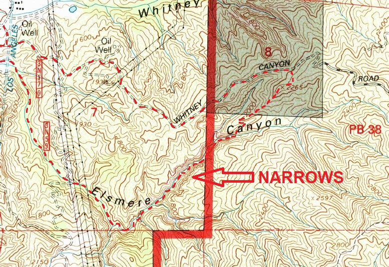 Elsmere Canyon Narrows topo map.jpg
